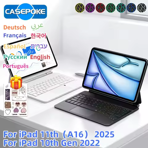 New Magic Bluetooth Keyboard With Smart Case for iPad 7/8/9/10th/11th (A16) Gen Cover Pro 11 12.9 Ai