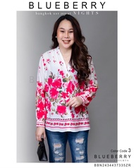 🎠 รอบอก 44"-46" เสื้อเชิ้ต พรีเมี่ยมคลาสสิคแบรนด์เนมคอวีแขนยาว สุดหรูสไตล์บลูเบอร์รี่ไนท์ BLUEBERRY