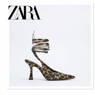 Zara Women's Shoes Leopard Print Interchangeable Ankle Strap Open Heel High Heel Mules