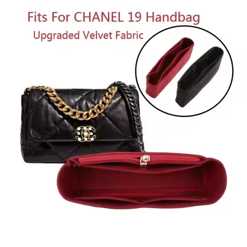 Velvet Cloth Insert Bag Organizer For Chanel19 Flap Handbag Makeup Handbag Organizer Travel Inner Pu