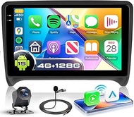 4G+128G Android 15 Car Stereo for Audi TT 2006-2014, Wireless CarPlay Android Auto, 9’’ Incell HD To