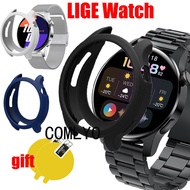 For LIGE New Bluetooth Call Smart Watch Case Silicone Soft Protective Bumper Cover Screen Protector Film