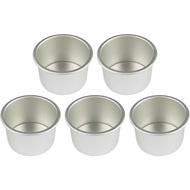 5 Keping Loyang Kek Mini Bulat 2Inci dengan Dasar Boleh Ditanggalkan, Aloi Aluminium, Loyang Kecil u