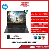 HP-16-AM0365TX-BLK-INTELCOREULTRA7-225H,24GBR5,512GBSSD,RTX50608GVR7,16"IPS,W1164,2YRS,H&S