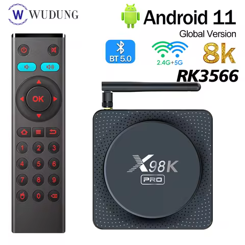 X98K PRO Smart TV Box RK3566 Android 11.0 4GB 32GB 2.4G/5G Dual Wifi 1000M LAN BT 8K 3D Media Player