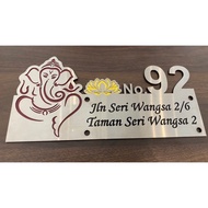 Ganesha House Number Plate/Rumah Nombor Plat Stainless Steel