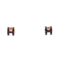 【二手】愛馬仕 HERMES 耳環 MINI POP H 黑色鍍金 MINI POP H 耳環 女士二手 A