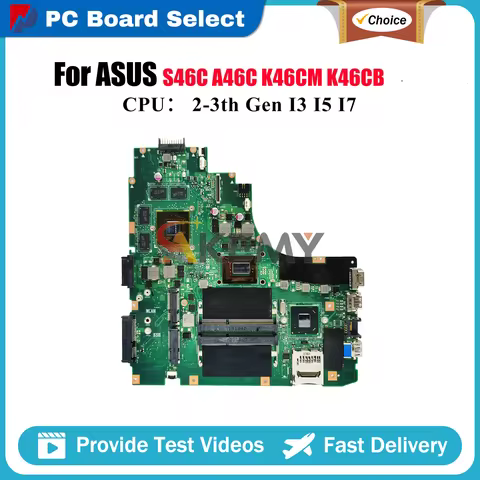 K46CM Laptop Motherboard For ASUS K46CM S46C K46C K46CB A46C Notebook Mainboard With I3 I5 I7 CPU 10