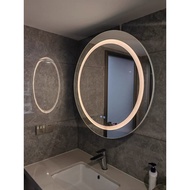 [Ready stock]Smart Bathroom Mirror Cabinet with Light Defogging Bathroom Wall-Mounted Bathroom Mirror with Storage round Light Luxury Customization