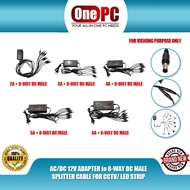 ONE PC AC/DC 12V ADAPTER to 8-WAY DC MALE SPLITTER CABLE FOR CCTV/ LED STRIP