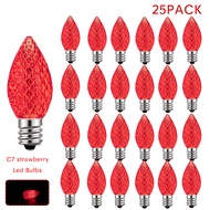 E12 Plastic Led Bulb Strawberry 25PCS Multicolor Candle Lamp C7 Shatterproof String Light Colorful