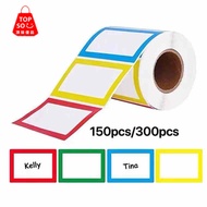 TOPSO Name Tag Labels 150 Pcs /300 Pcs Colorful(red,yellow,blue,green) Plain Name Label Stickers