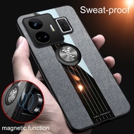 Fashion Woven Cloth Casing Realme GT Neo 5 Neo5 5G Soft TPU Cover Realme GT3 5G Magnetic Car Finger Ring Holder Back Case