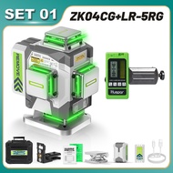 Huepar Pro ZK04CG Laser Level 4D Green Cross Line Laser Level Tool High Accuracy with 8000mAh Rechar
