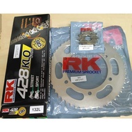 RK Sprocket Set YAMAHA MT15 428 Gold KLO O-Ring Rivet Black / Gold Chain 14T-50/51/52T Gold Rantai Hitam Emas Oring MT15