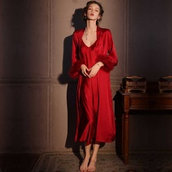 Pajamas for Women - Ice Silk with Ostrich Feather Trim | Luxury Sleepwear