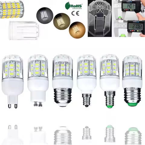 E14 E27 B22 LED Corn Light Bulbs 12V 24V 110V 220V G9 GU10 E12 E26 7W 27LEDs 5730 SMD White Lamp For
