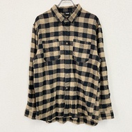 VANS 長袖法蘭絨襯衫，格子圖案，黃色，XL 碼，古著。