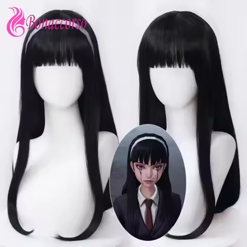 Kawakami Tomie Anime Cosplay Wig Black Blunt Bangs Synthetic Long Straight Wig Cute Girl The Dream W