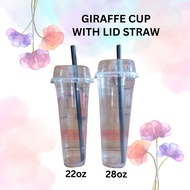Giraffe Cup 22oz 28oz + Penutup + Straw / Long Cup / Gelas Panjang Viral {25PCS}