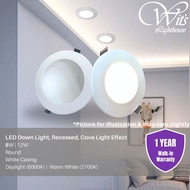 LED Recessed Downlight Round Cove Light Effect 8W 12W Warm White (3000K) Daylight (6000K)