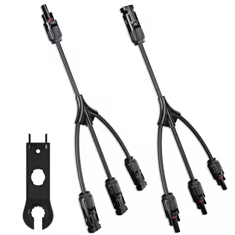 1 Pair 3Y Solar Y Branch Adapter Connector 1 to 3 Solar Cable Connector Wire Plug Kit for Solar Pane