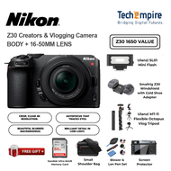 NIKON Z30 Mirrorless Camera NIKKOR Z DX 16-50mm & 50-250mm Nikon Vlogger Essentials Nikon Z30 with k