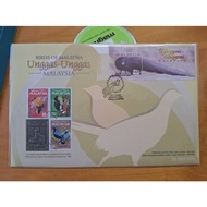Royal Selangor Pewter Malaysia 2000 Birds Burung Enggang Hornbill Unggas-unggas Pewter Stamp FDC wit