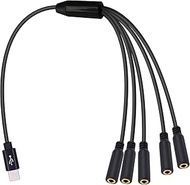 Poyiccot USB C to 3.5mm Headphone Jack Adapter, USB C to Aux Splitter 5-in-1 Type C to 3.5mm TRRS Fe