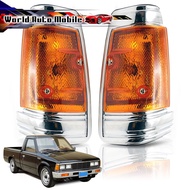 Orange corner turn signal, cover edge with bulb + 2 pcs left + right lamp holder Nissan, Datsun 720 SD23 D23 Pick Up Year 1983 - 1986