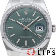 二手勞力士 Datejust 36 男士腕錶，蠔式錶殼，薄荷綠，型號 126200，帶原廠錶盒和保固卡，不銹鋼錶殼，薄荷綠，拋光處理，成色極佳。