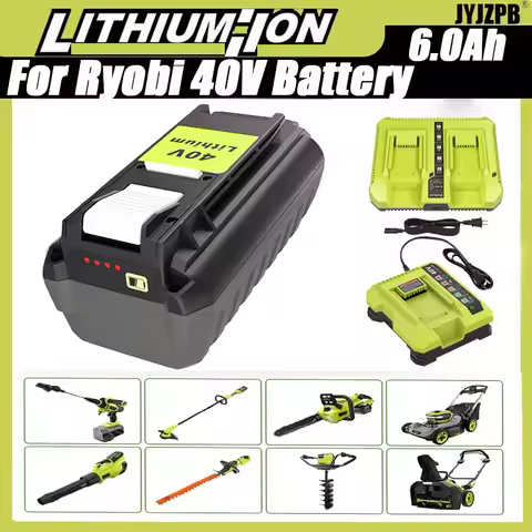 40V 6000mAh Li-ion Battery For Ryobi Leaf Blower Chainsaw 40V OP4040 OP4060 OP4050 Lithium ion Batte