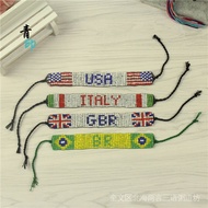 British Bracelet American Handmade Italy World Cup National Flag Beaded Girlfriend Gift Brazilian Br