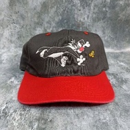 Vintage Sylvester & Tweety Baseball Hat Black Red '90s Looney Tunes Cartoon Cap