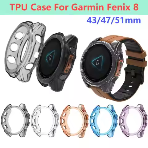 Soft TPU Case for Garmin Fenix 8 51MM 47MM 43MM Protective TPU Half Cover Smart Watch Case For Garmi