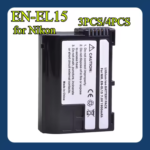 3PCS/4PCS 1900mAh EN-EL15/EN-EL15a Battery for Nikon Z6 Z7 D7500 D850 DSLR - High Capacity Replaceme