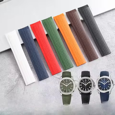 For Original Patek Philippe Grenade Fluororubber Strap Aquanaut Series 5164/5167 PP Durable Silicone