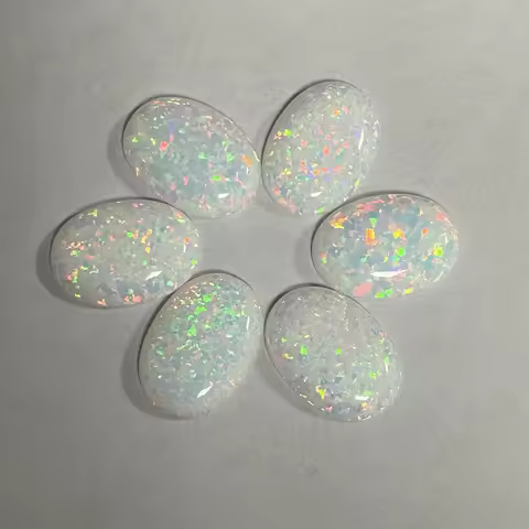 OP17 OP32 Flatback Oval Cabochon Opal White Fire Black Opal Stone 10x12mm 12x16mm 13x18mm Opals