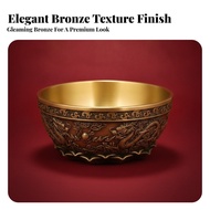 Brass Dragon Bowl Embossed Chinese Motif Bowl