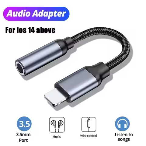 8 Pin to 3.5mm Jack AUX Cable for iPhone 11 12 13 14 Pro Max IOS 14 Male to Female Adapter Headphone