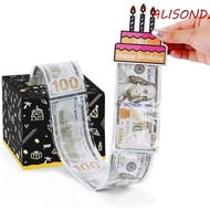 ALISONDZ Birthday Money Box, Paper Square Birthday Cash Pull Gift Box, Surprise Money Box Surprise Fun Cash Gift Box Christmas