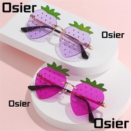 OSIER Strawberry Sunglasses, Halloween Costume Street Snap Rimless Sun Glasses, Hip Hop Metal Y2K Sh