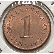 ( Syiling ) 1 Sen  1967 ( UNC ) Malaysia Parliament House