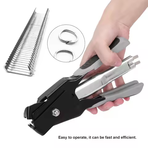 Spring-Loaded Hog Ring Pliers Kit Galvanized Steel Auto Feed Hog Ring Gun Black Grey C-type Hog Ring
