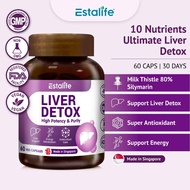 Estalife Liver Detox | Milk Thistle + Choline + Methionine | Liver Fat Metabolism Support | Vegan | 