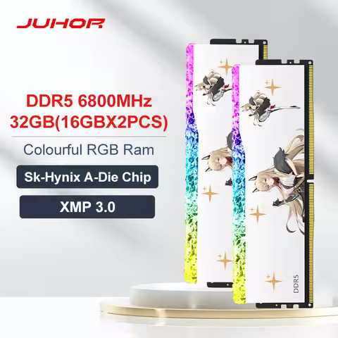 JUHOR Memoria Ram RGB DDR5 16GB 6400MHz 6800MHz 7200MHz 32GB UDIMM Desktop UDIMM RAM PC Computer Mem