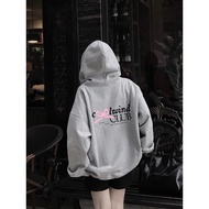 FOCUS High quality women's zip hoodie Black loose form Korean ulzzang bow tie for school local brand