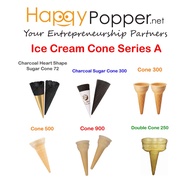 Happypopper Big Kon Aiskrim Charcoal Black Sugar Crispy Ice Cream Cone Heart Shape 72 300 500 900 25