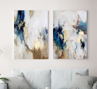 藍色與金色抽象畫|兩幅抽象畫集 |流集