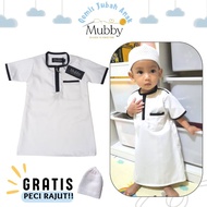 Mubby - Jubba Putih List Hitam | Jubah Arab Gamis Laki-laki